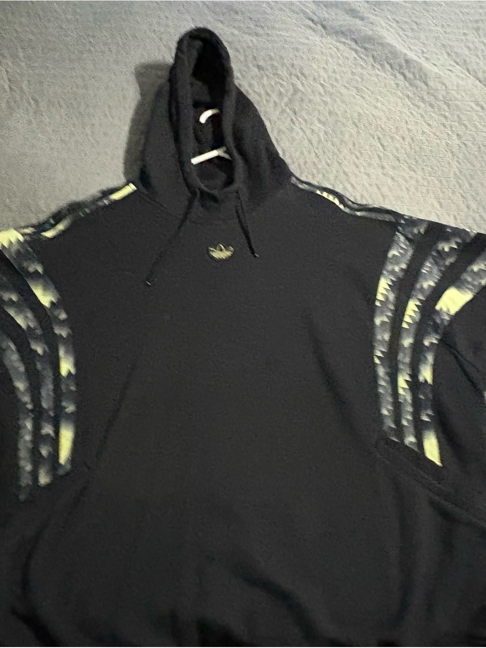 adidas Black Hoodie with Yellow Accent Stripes